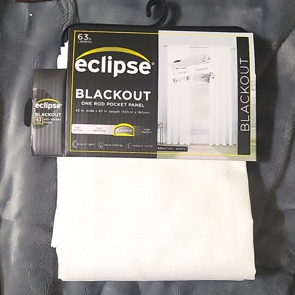 Eclipse Black out curtain panel  42" wide × 63" long rod pocket white - Picture 1 of 4